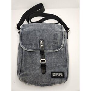 Reaction Kenneth Cole Grey Black Messenger Crossbody Bag Padded‎ Denim